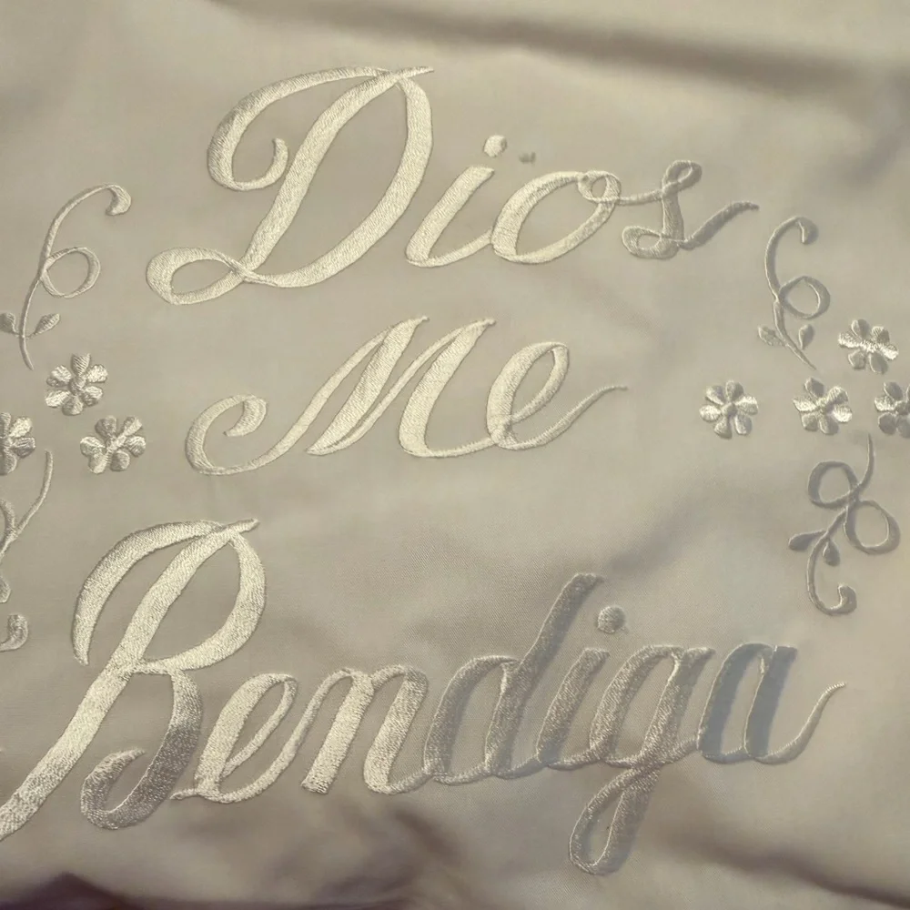 Embroidered 'Dios Me Bendiga' White Decorative Baby’ Crib sheet and Pillowcases